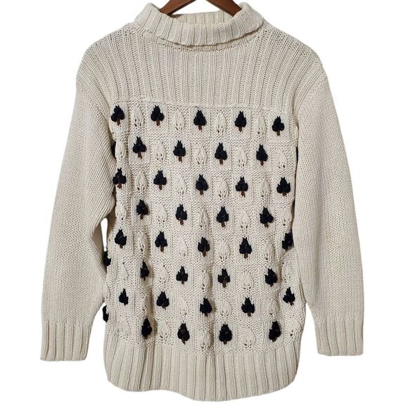Jantzen Sweaters - Vintage Jantzen Turtleneck Sweater Size M 3D Tree Knit 3/4 Sleeve Womens